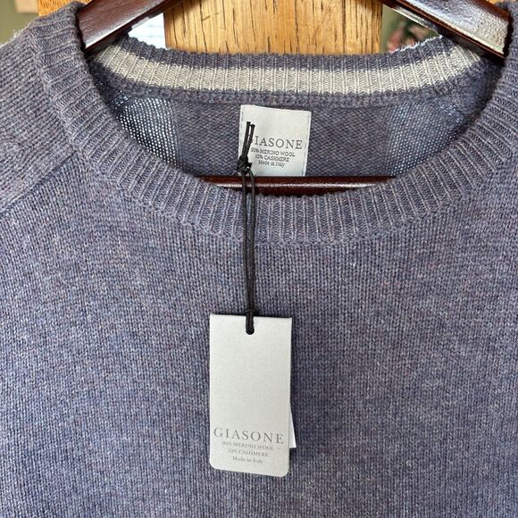 Giasone MENS XL Sweater Blue Long Sleeve Wool Cashmere Blend VINTAGE - Picture 1 of 5